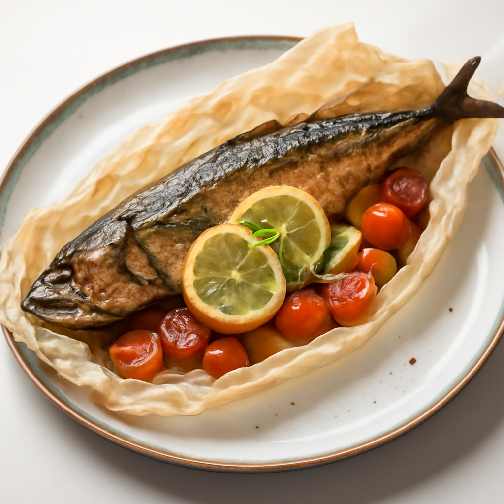 Скумбрия запечённая в рукаве: вкусный рецепт с лимоном и луком