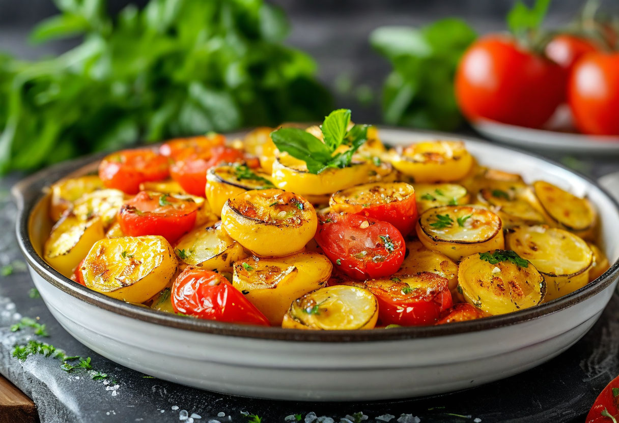 Кабачки с картошкой в духовке