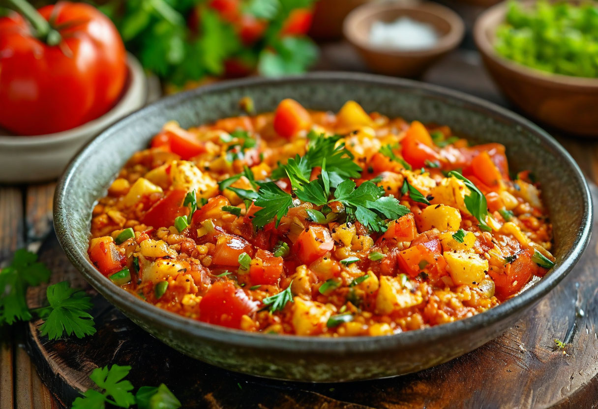 Турецкая яичница с овощами
