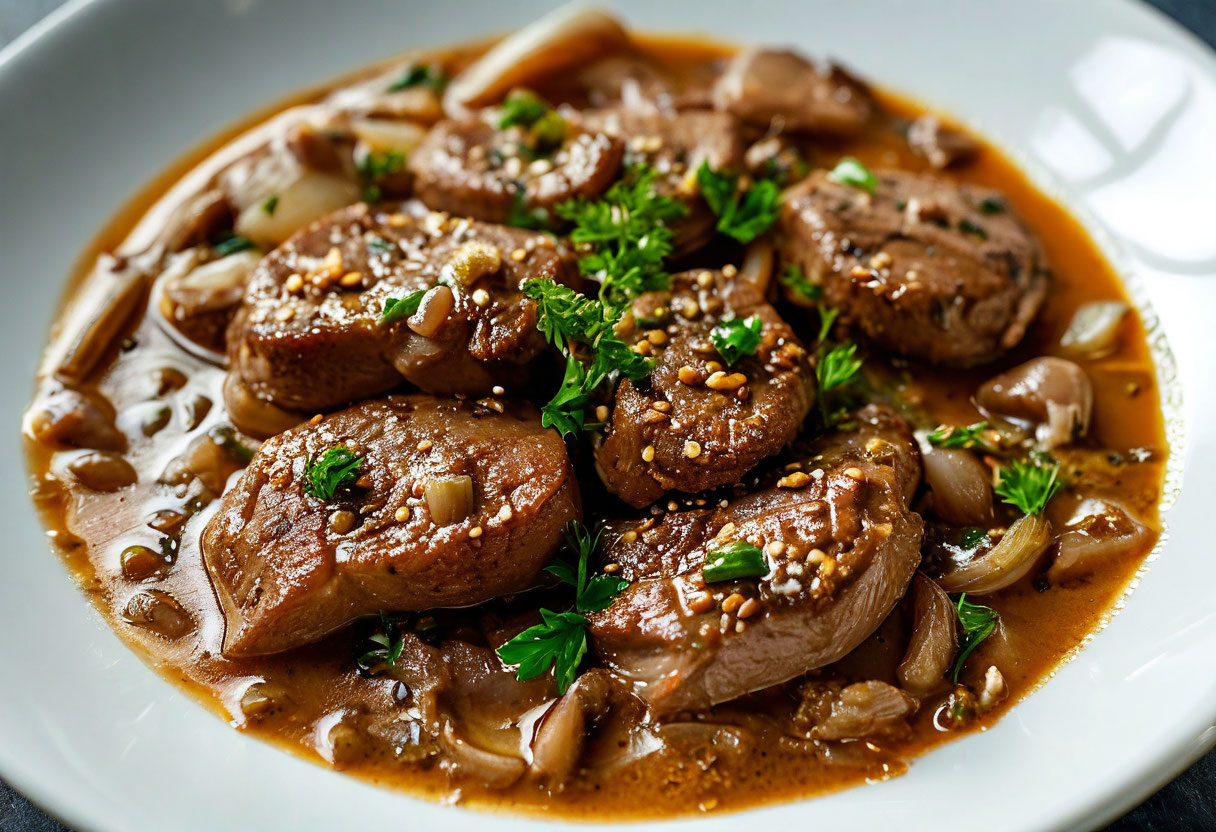 Тушёная куриная печень