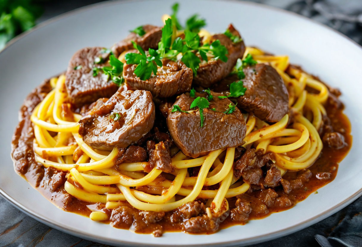 Печень с макаронами